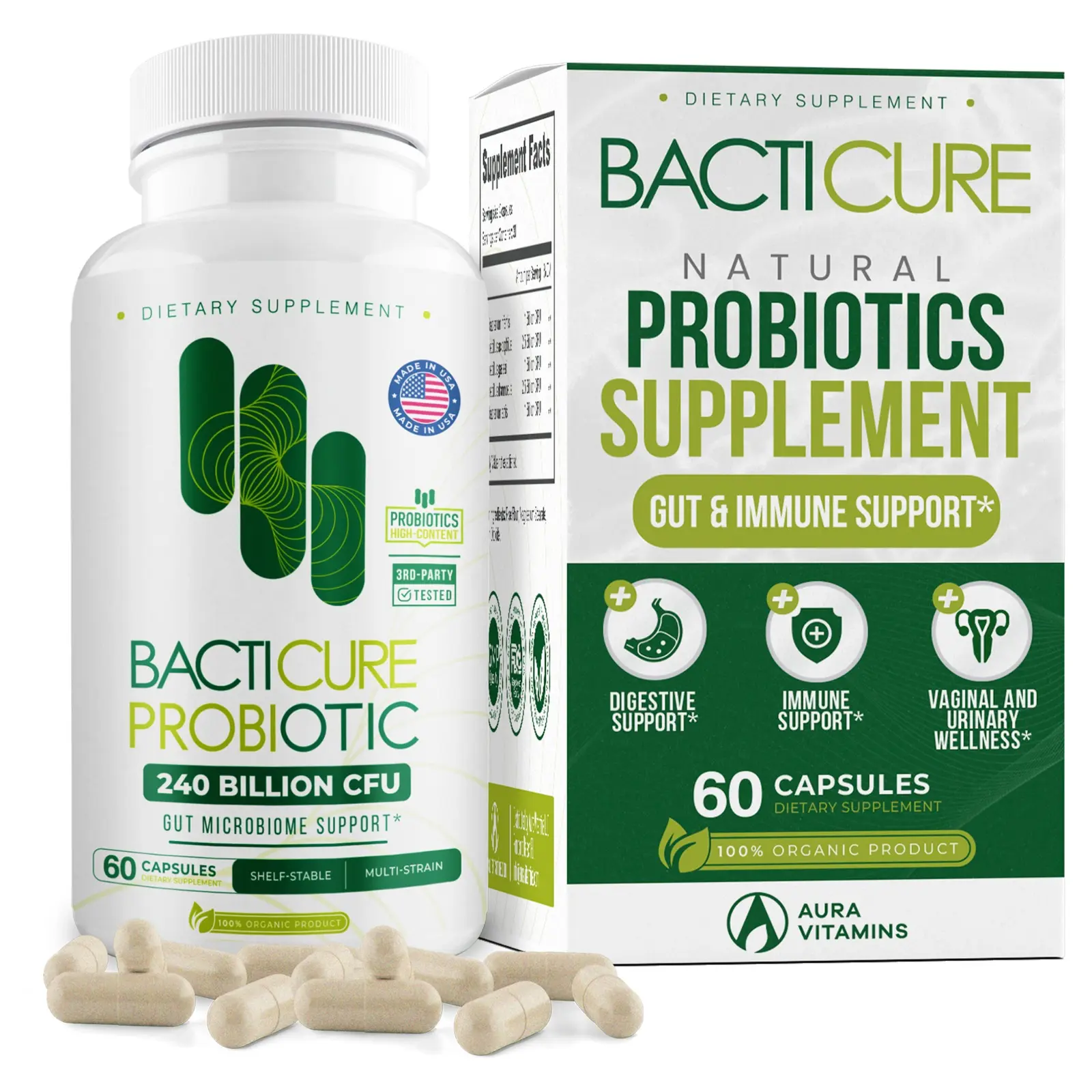 BACTICURE Original Probiótico Natural probiotic,Capsule,60 count BACTICURE Original Probiótico Natural probiotic,Capsule,60 count