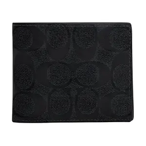 Coach 3-in-1 Wallet with Classic Monogram Canvas for Men in Black, Antique Nickel, and Turquoise