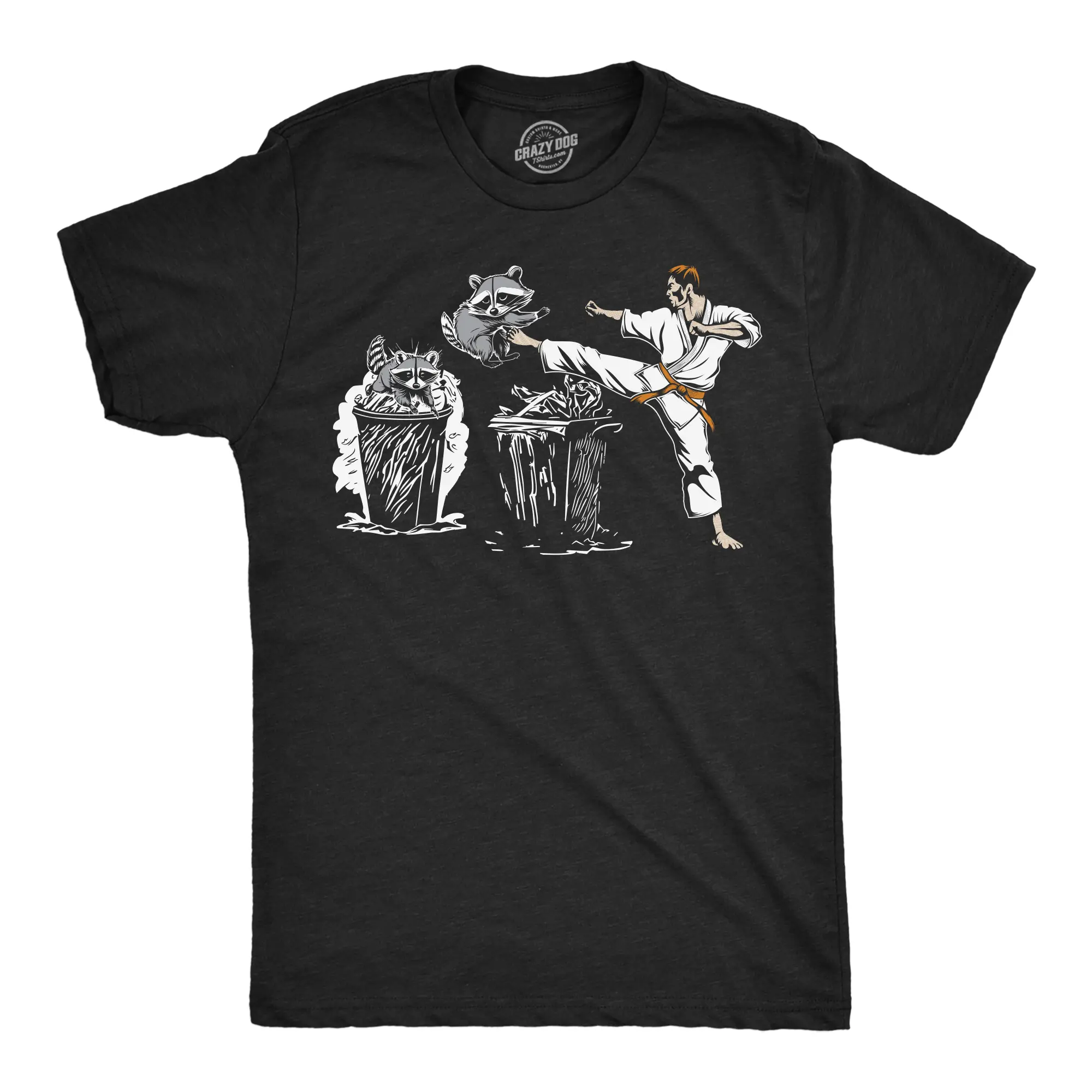 Mens Funny T Shirts Karate Kicking Raccoon Sarcastic Graphic Tee for Men Mens Funny T Shirts Cool Vintage Fashion T-Shirt Gift Classic Menswear Funny Animal Short Sleeve Novelty Tees for Guys Black -
