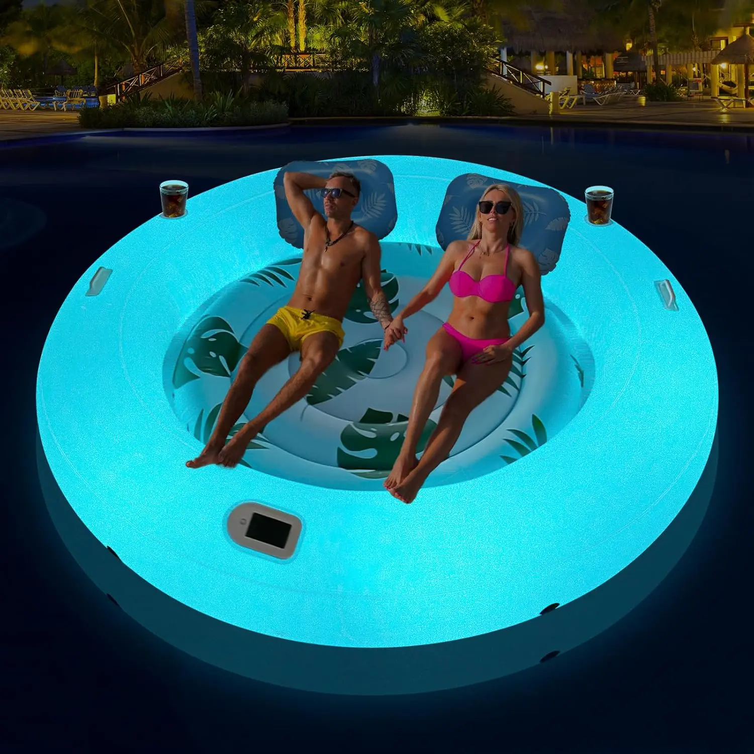 Inflatable Tanning Pool Lounger Float with Lights, Solar Giant Suntan ...
