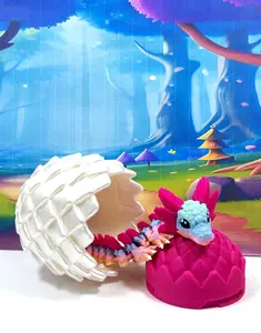 5PCS 3D Printed AXOLOTL Baby Dragon with Egg Cute Articulated Multicolor Baby Dragon Stress Relief Fidget Toy BD008-MAC-WGE-5x