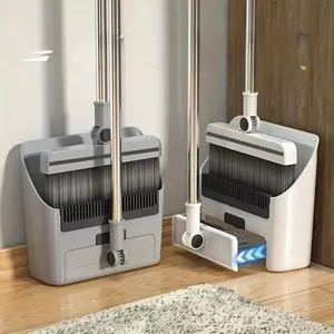 3in1 Long Handle Broom and Dustpan Set,Upright Dust Pan Combo for Home, Kitchen, Room, Office, Commercial Dustpan with Comb Outdoor Indoor for Courtyard Garage Lobby Mall Market Floor Home Kitchen Room Office Pet Hair RubbishFFMotionMode