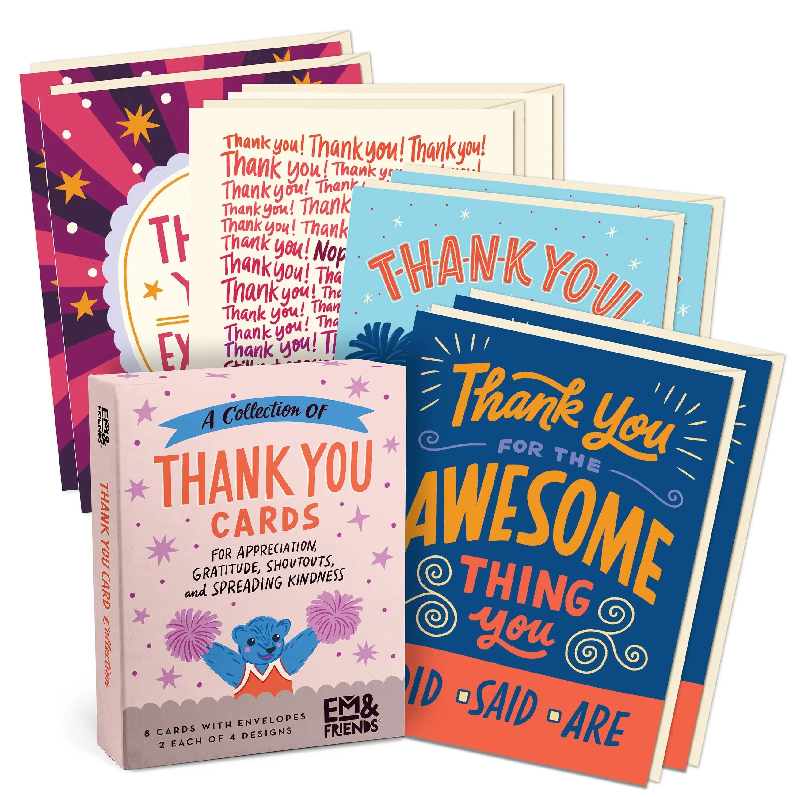 Thank You Cards with Envelopes (Box of 8, Two Each of 4 Styles) Thank You Cards with Envelopes (Box of 8, Two Each of 4 Styles)