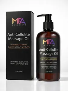 MTA Exclusive Naturals Cellulite Massage Oil 8oz - Smooth the Appearance of Cellulite - Body Care & Skin Care Massage Oil - Topical Collagen and Plant Stem Cell Body Oil to Restore Texture and Elasticity - Soothing Body Oil