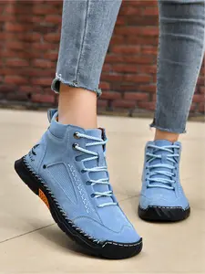 Vintage Hand-Stitched Chelsea Work Boots, Soft Bottom Anti-Slip Casual Hiking Shoes, Synthetic Leather, Medium Width, All Seasons