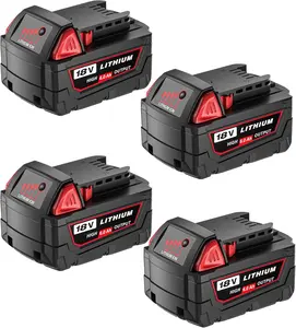 Upgraded 4-Pack 18V 6.0Ah M18 Lithium Replacement Battery, High Output Battery with LED Indicator & Multi Safety Protection, Compatible with Milwaukee 48-11-1862 48-11-1852 48-11-1882 Cordless Power Tools