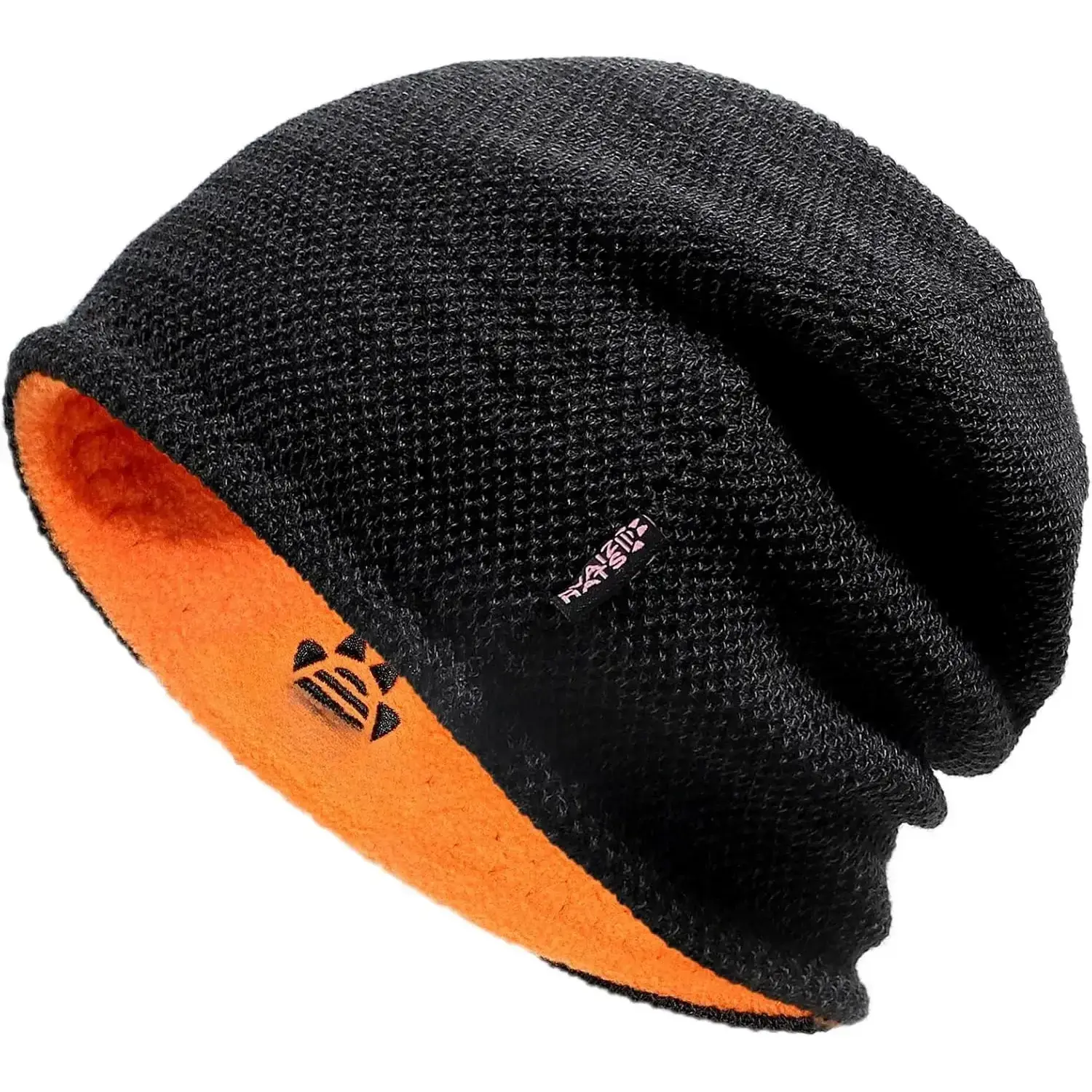 Men's Fitted Skull Cap, Reversible Fleece Lined Beanie with Hexagonal Top - Warm Windproof Knit Winter Hat, Sweat-Wicking