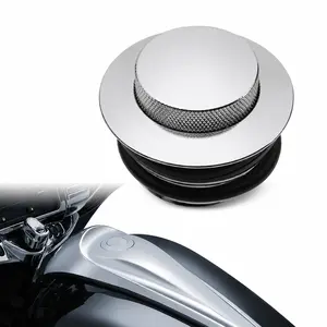 Chrome Flush Fuel Tank Cap for Harley Road King Softail Dyna Sportster Screw-In