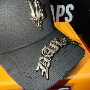 DANDY HATS LA METAL Black Hat with Silver Metal Logo and Embroidery