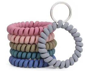 LGEGE 6PCS Stretchable Wristband Wristlet Keychain Wrist Key Chain Wristlet,Spring Flexible Spiral Wrist Coil ​Wrist Key Holder Key Ring