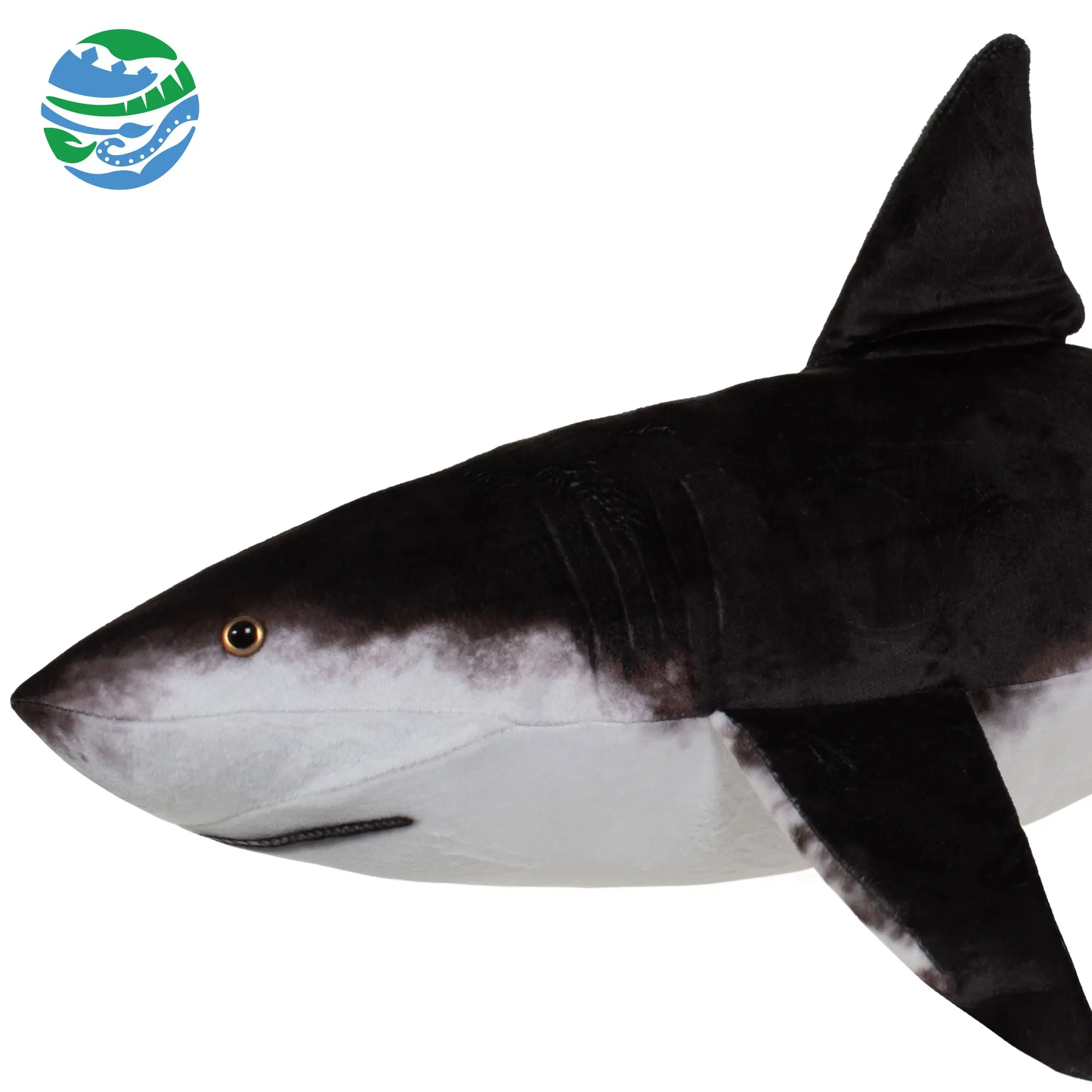 Real Planet™ Black Great White Shark Realistic Plush Stuffed Animal
