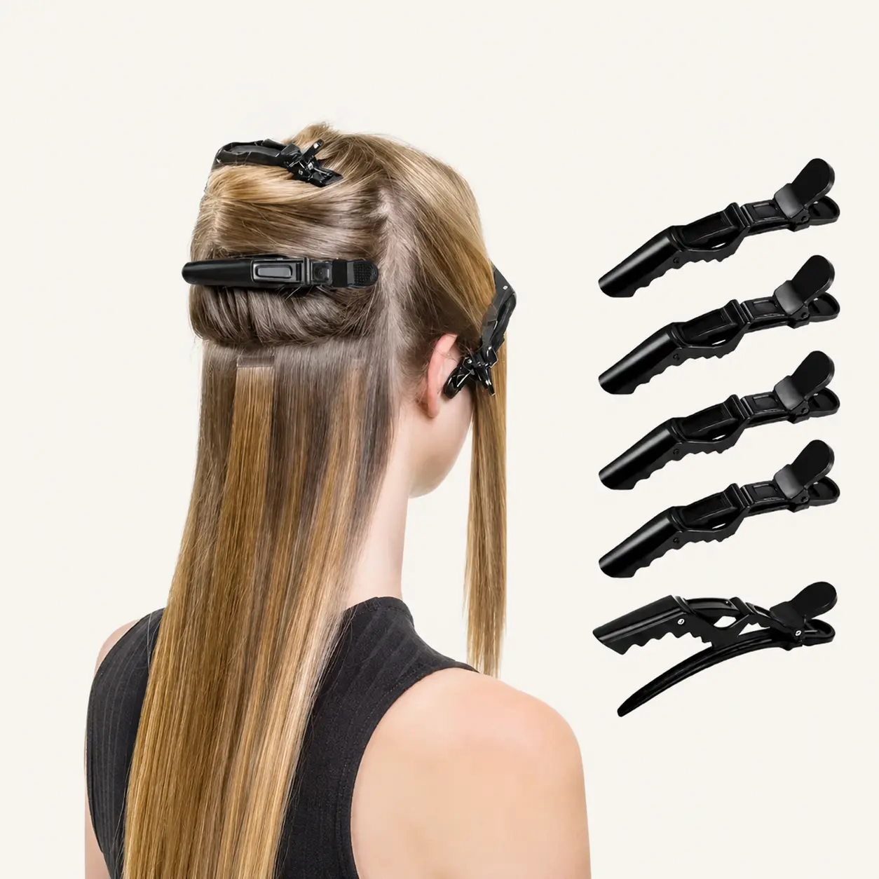 5/10 Pack Black Hair Styling Clips, Long Duckbill Sectioning Clips with Grip Design for Thick or Fine Hair, Makeup, Hair Blowouts, DIY Hairstyles, Daily Grooming and Professional Salon Use