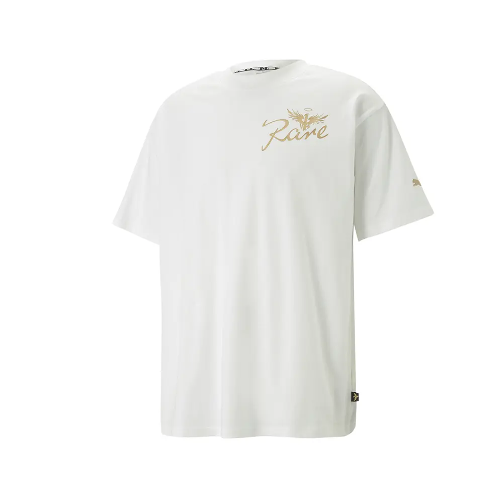 PUMA Mens Melo Boxy Graphic Crew Neck Short Sleeve Casual Tops Casual - White
