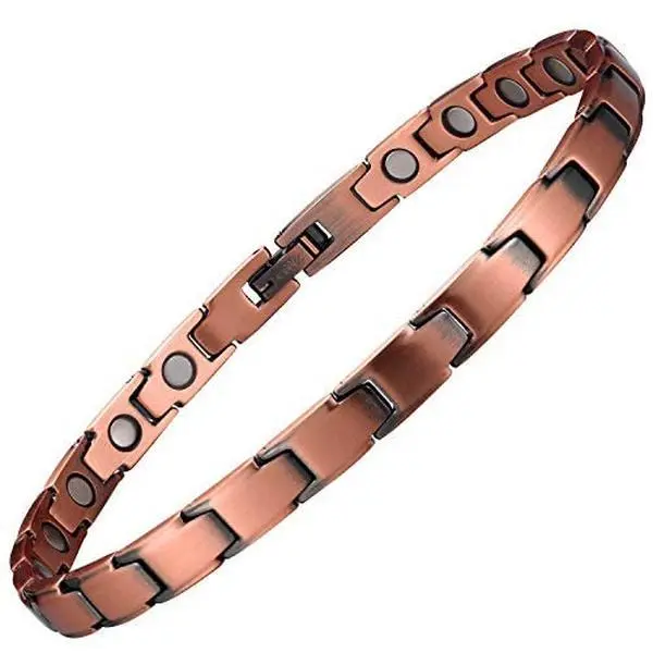 Women's Copper Magnetic Anklet - Minimalist Vintage Chain Pattern Ankle, Everyday Summer Beach Jewelry, Gift for Her