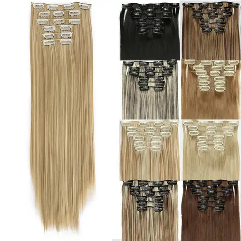 Mystique Hair 24 Inch Clip-in Hair Extensions, 6pcs Long Straight Natural & Soft Synthetic Extensions for Women's Daily Wear & Party, Female 2026 Trendy Matching Wig Piece for Any Occasion