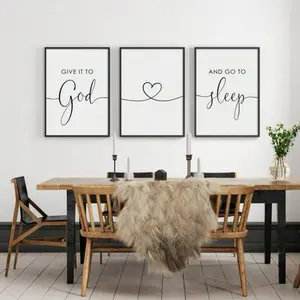 Optional Wooden Frame Give It To God and Go To Sleep Quote Religious Christian Bedroom Modern Home Decor Canvas Wall Art Print