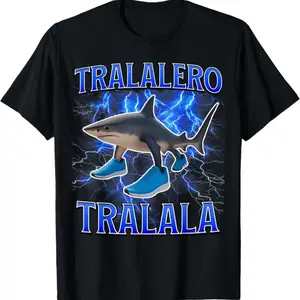 100% Cotton Tralalero Tralala Funny Shark Italian Brainrot Meme T-Shirt