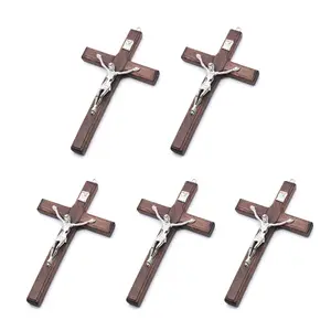 5x Wooden Christ Jesus for Cross Suffering Statue Religious Prayer Crucifix Pend