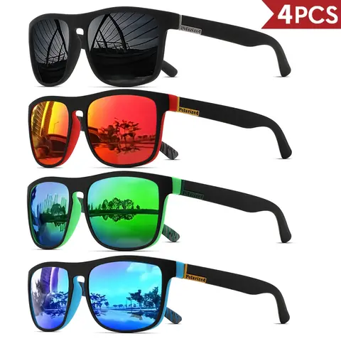 Unisex Polarized Cycling Sunglasses 4-Pack (4pcs-1), Lightweight PC Frame, Glare-Free Rides UV400 UV Protection Lens for Cycling, Driving Sports Eyewear Accessories