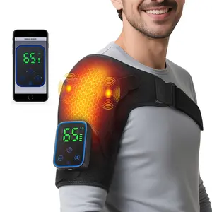Smart APP Control Wireless Portable Vibration Heat Shoulder Massager, Graphene Heating, Adjustable Heating Temperature, Detachable Host, Ideal Gift for Parents, Portable Pain Relief