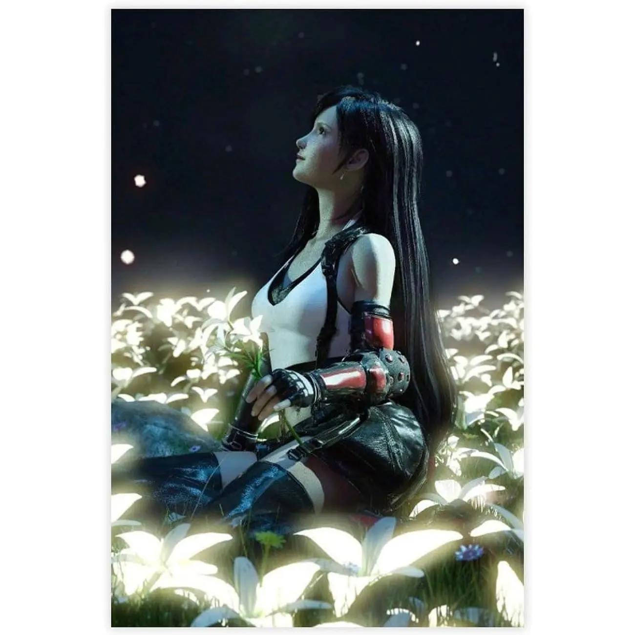 FF VII Tifa Canvas Print Artwork, 16-Inch Unframed Game Poster, Home Wall Decoration for Bedroom & Office