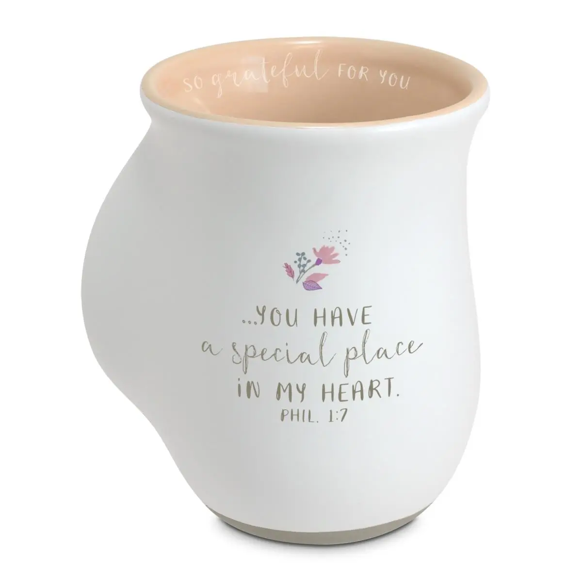 LCP 18723 Ceramic Coffee Cup - 18 oz White Handwarmer Mug for So Grateful Themed Drink Use