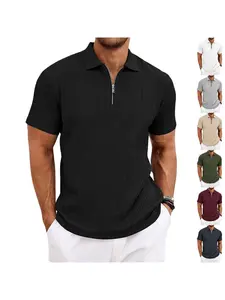 Men's Summer Casual Knitted Texture Golf Commute Short Sleeve Polo Shirt, American Style, Simple Design, Perfect for Daily Wear