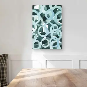 Begin Home Decor C1MP12181PZRC1 12 x 18 in. Abstract Rings - Illustrative Neo Mint Metal Print Wall Art for Decor