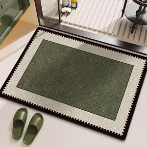 Minimalist Geometric Non-Slip Bath Mat, Bathroom Bedroom Kitchen Laundry Room Rug, Classic Retro Style, 0.4sqm