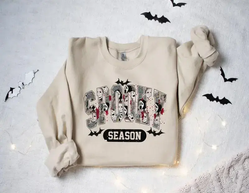 Spooky Season Shirt - Sweatshirt - Hoodie , Horor Halloween Sweatshirt , Ghost Shirt , Halloween Gift , Fall Crewneck Sweater, Halloween Party Shirt, Full Color, For Men, For Women, Casual, Classic Fashion, Full Sizes