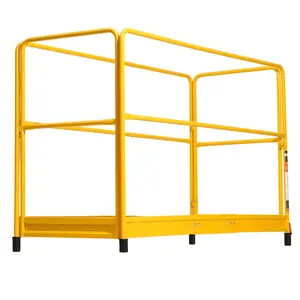 【SummerFinds】VEVOR Metal 6ft Scaffolding Safety Guard Rail System, 2 Flexible Folding Doors, 3-Step Quick Installation, 44.5'' Railing Height, 55.4 lbs for Baker-Style Scaffolding, Yellow