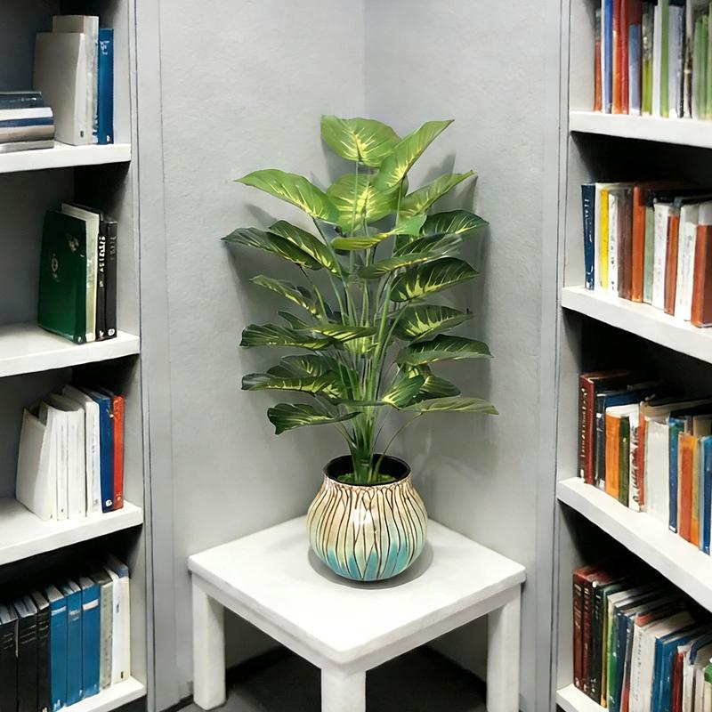 33.5in Artificial Tropical Leaf Plant – 24 Realistic Leaves, DIY Fake Greenery without Pot, Indoor Floor Plant for Home Office Garden Decor, 1 Count