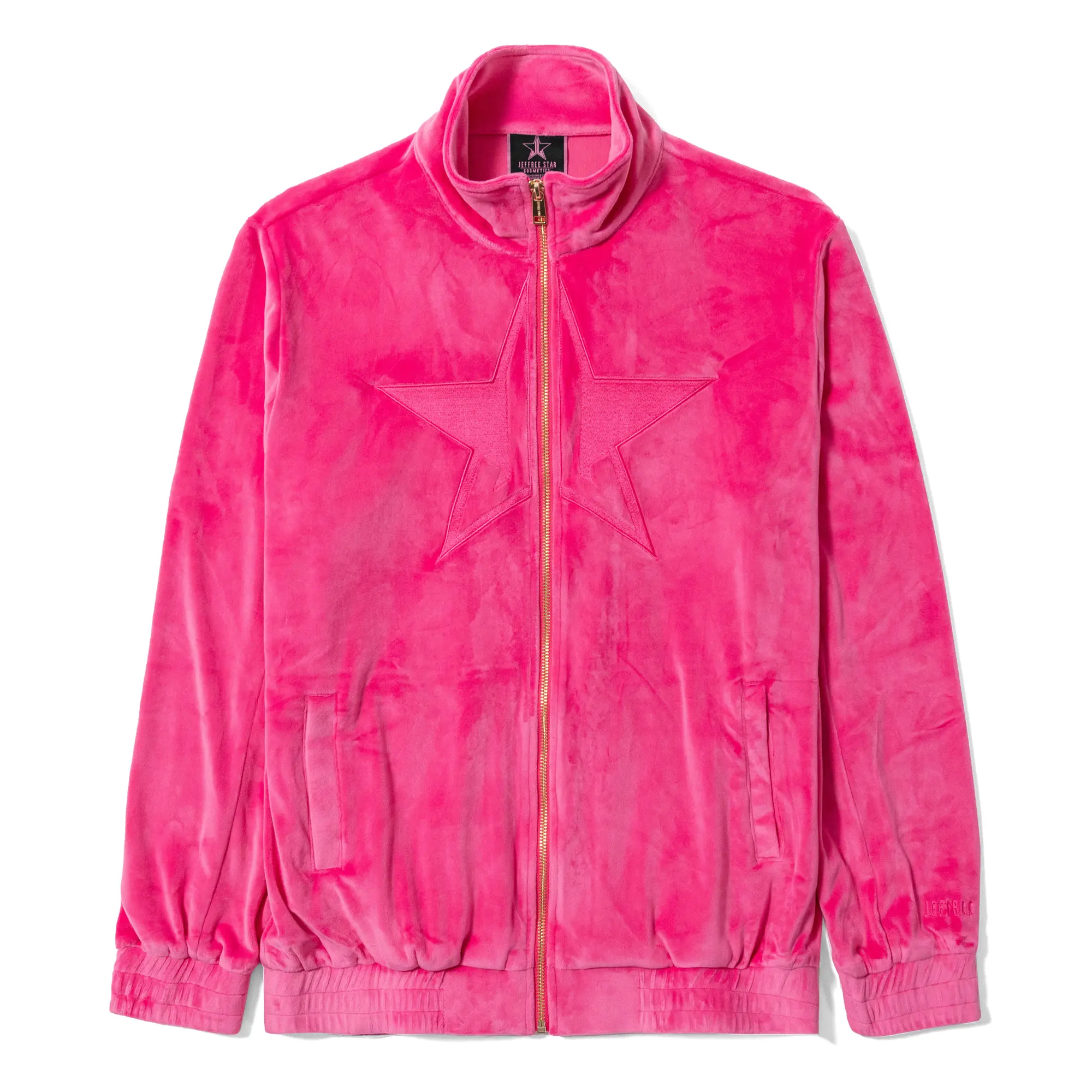 Jeffree Star Cosmetics Velour Zip Up Jacket - Monochromatic Embroidered Logo Design & Unisex Slim Fit