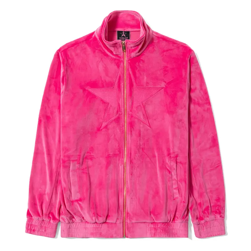 Jeffree Star Cosmetics Velour Zip Up Jacket - Monochromatic Embroidered Logo Design & Unisex Slim Fit