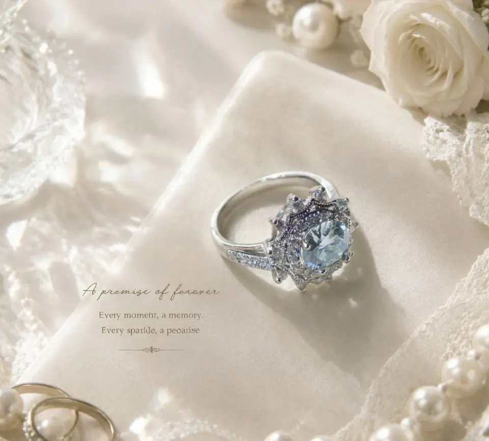 【JZ2009】Two-carat gemstone flower-shaped set round gemstone ring. Adjustable ring opening ring with cultivated gemstone round-cut. Fashion accessory for daily wear. Fashion accessory that can also be used as a wedding ring.