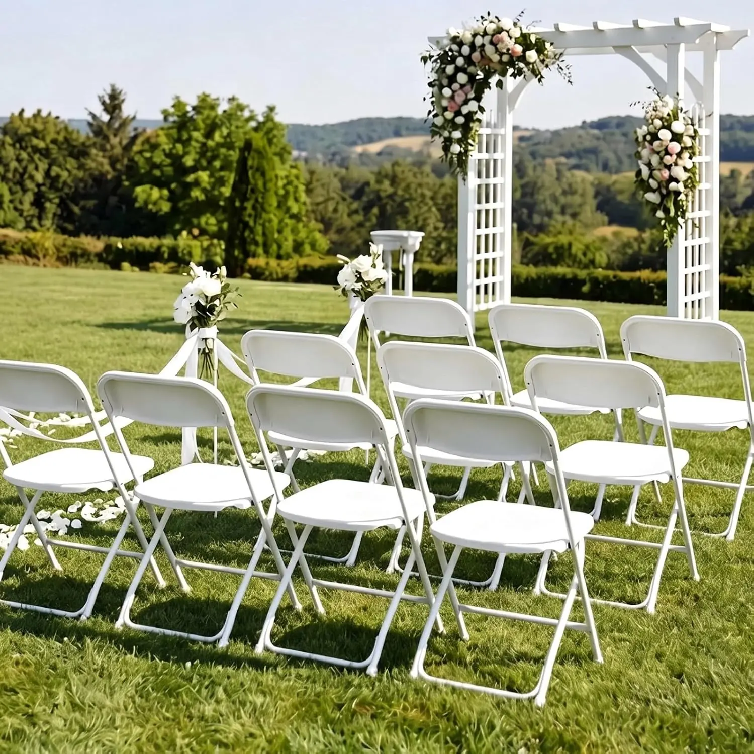 MAMIZO 4/6/10 Pack Plastic Folding Chairs, Portable Indoor Outdoor Commercial Seat with Heavy Duty Steel Frame, Stackable Sturdy All Weather for Events Wedding Party Picnic Kitchen Dining, 330LBS balcony garden patio set furniture homedecor