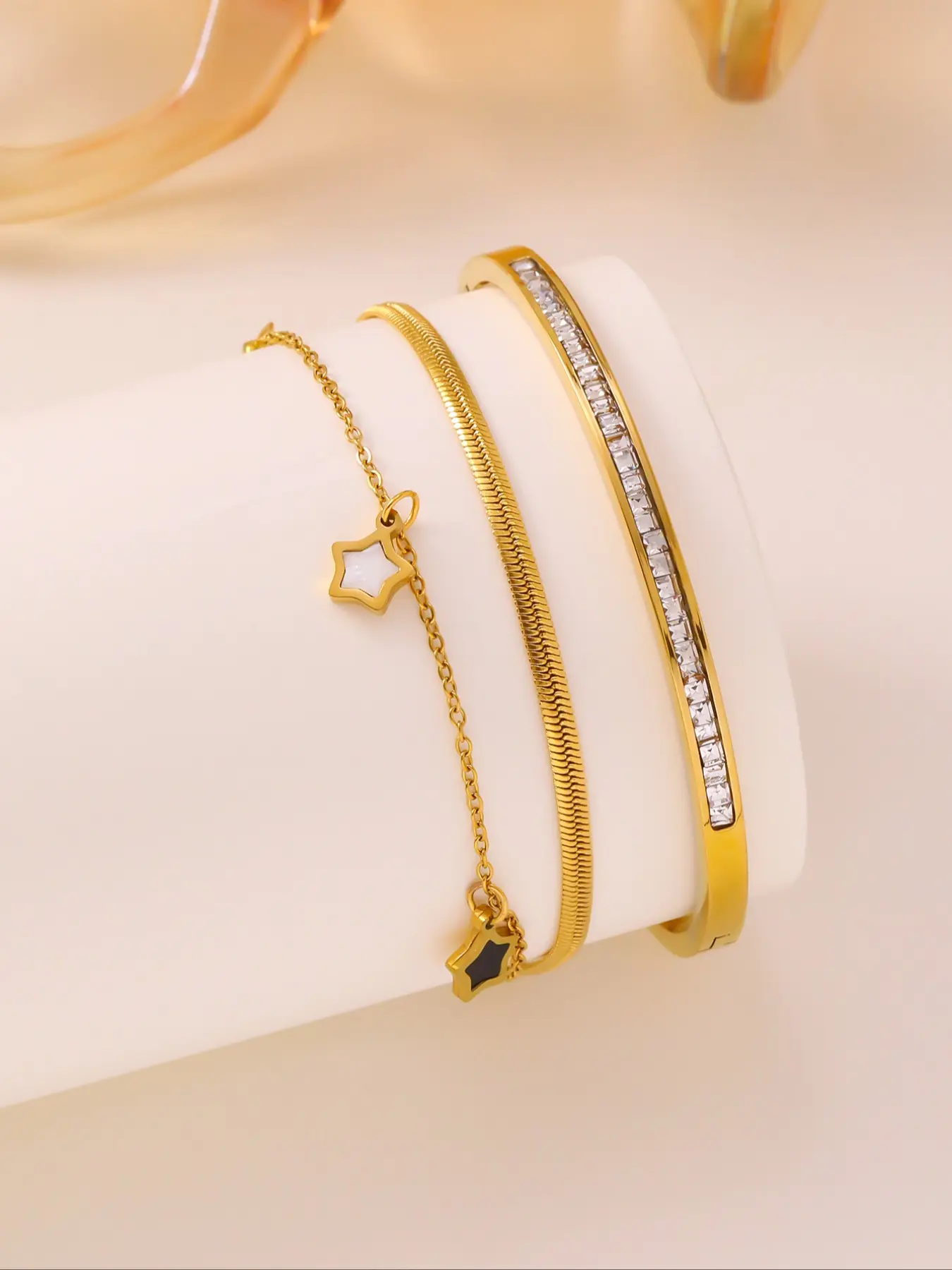Women's Stainless Steel Bracelet, Fashionable Luxury Starry Bangle, Perfect Gift for Women and Girls, Versatile and Elegant Jewelry