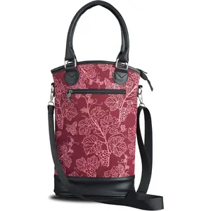 Wine Carrier Bag | 2 Bottles Padded Tote with Adjustable Shoulder Straps & Handle | Leak Proof Wine Purse | Wine Tasting, Party, Dinner, Great Christmas Day Gift for Wine Lover - Red