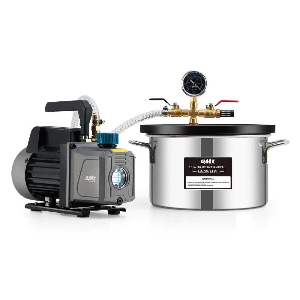 【SpotlightDay】Orion Motor Tech 1.5/2.0/3.0/5.0 Gal Vacuum Chamber with Pump Kit, 3.5 cfm Vacuum Pump and Chamber Kit with Tempered Glass Lid 5 ft Hose, Vacuum Degassing Chamber Kit for Stabilizing Wood Degassing Silicone Resin