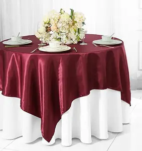 72"x72" Seamless Square Satin Table Overlay - Burgundy (1pc)