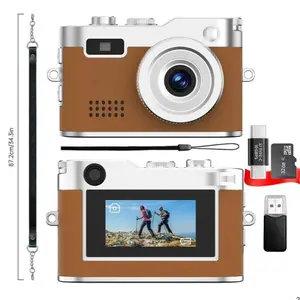 HOTU Mini Leather Keychain Digital Camera – Vintage Y2K Pocket 1080P HD Camera with 1MP Lens, Flash & 0.96" Screen, Video Recording, Type-C Charging, 32G Card Included, Retro Vlog Camera for Travel, Concerts, Kids & Instant Party NewYear Christmas Gifts