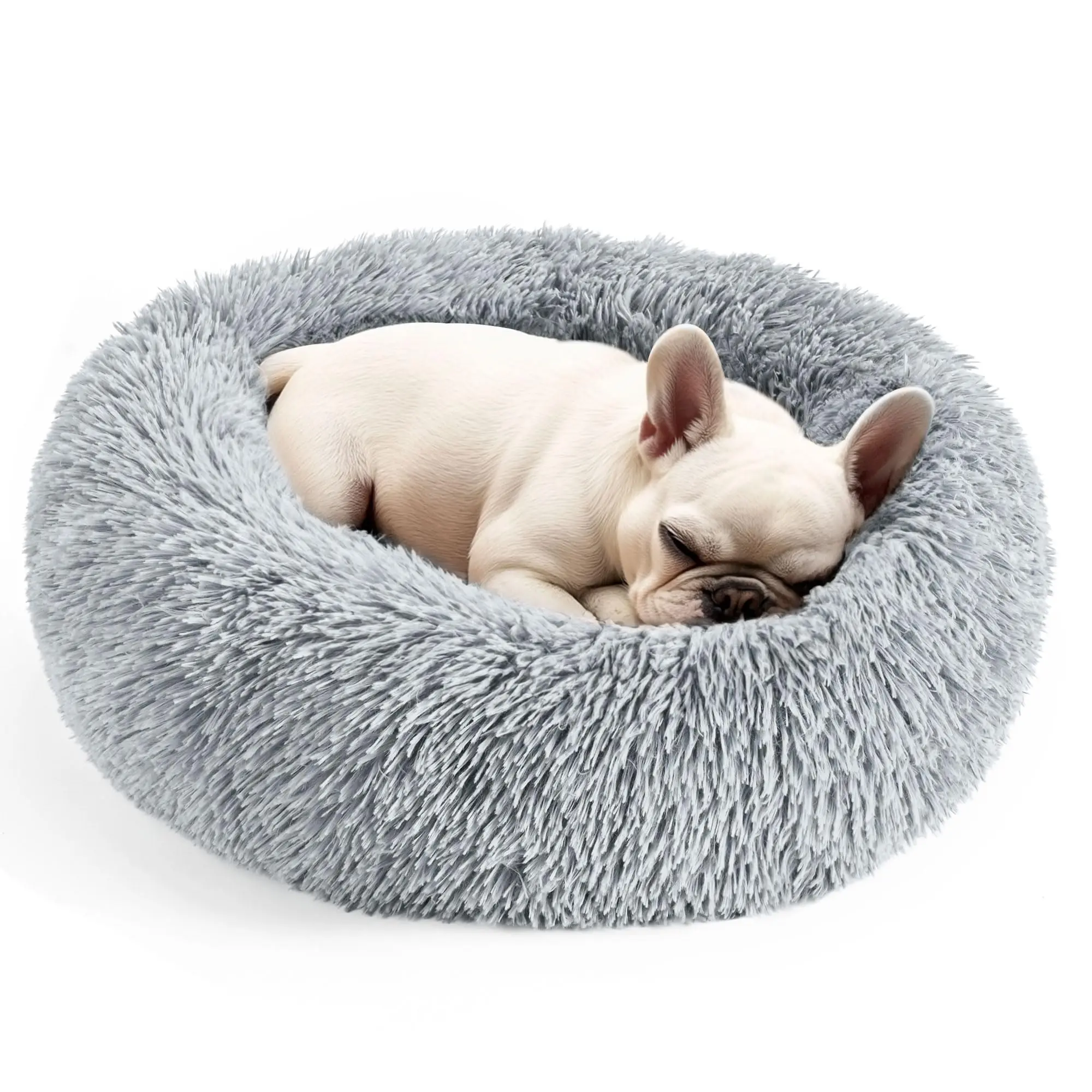 Dog & Cat Bed, 20in Calming Donut Bed for Small Dogs and Cats, Washable Round Fluffy Pet Bed for Puppies and Kittens