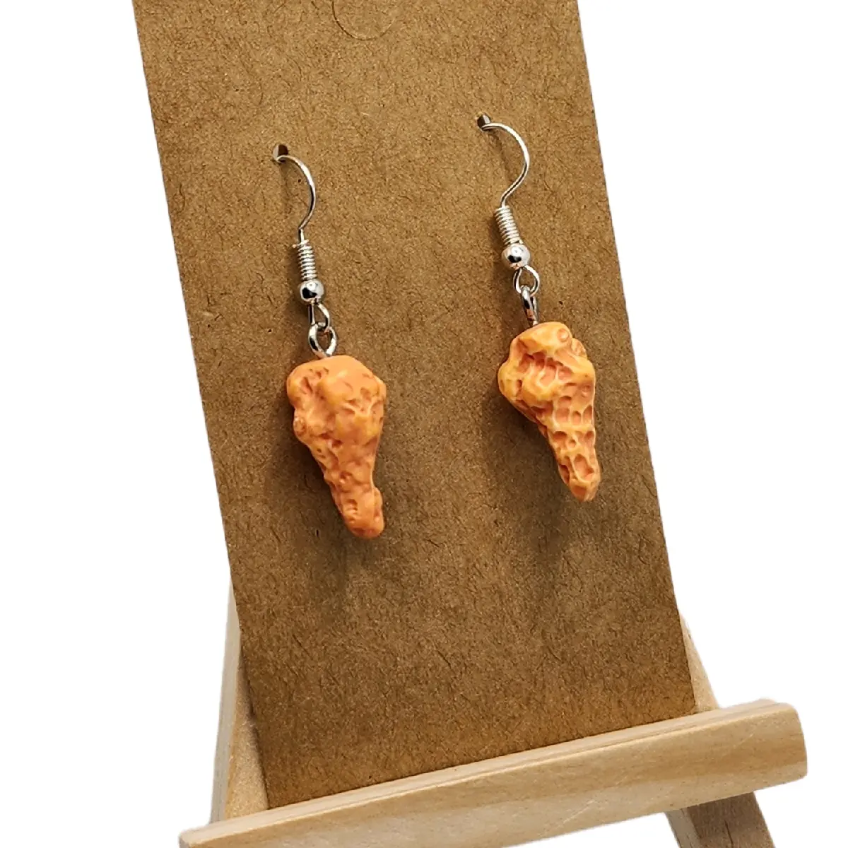 Quirky Chicken Leg Earrings Made of Lightweight Resin for Unisex Hook Earrings with Realistic Design and Textured Skin