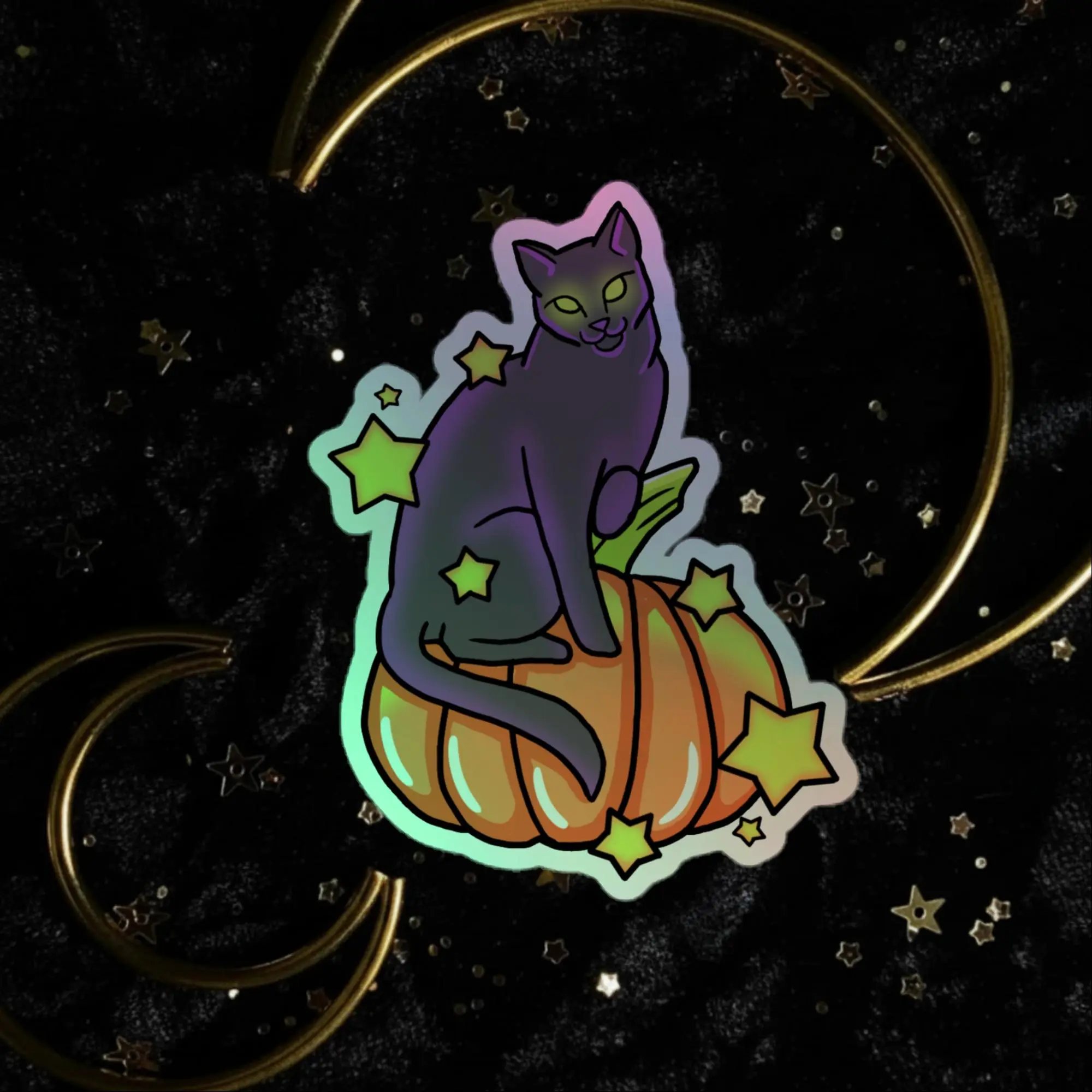 Black Cat Holographic stickers