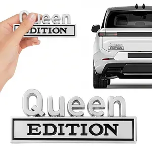 Queen Edition 3D Emblem Sticker, Queen Edition Emblem, Queen Edition 3D Emblems Sticker Badge, for Car Truck Fits Fender or Rear Tailgate Bumper Stickers (Silver and Black)