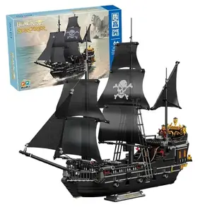 1354PCS Black Sorcerer Pirate Ship Building Set Caribbean Black Pearl Style Sailing Vessel Assemble Set Toy Gift For Adult Teens