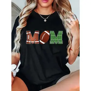 100% Cotton Mom of The 1 Year Old Football First Birthday Boy Family T-Shirt
