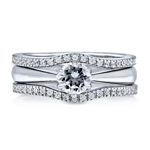 Solitaire Wishbone 0.45ct CZ Ring Set in Sterling Silver