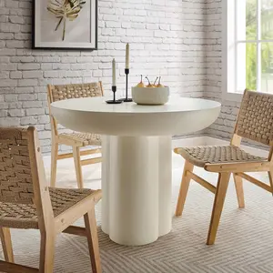 Modway Caspian 40" Round Concrete Dining Table in White
