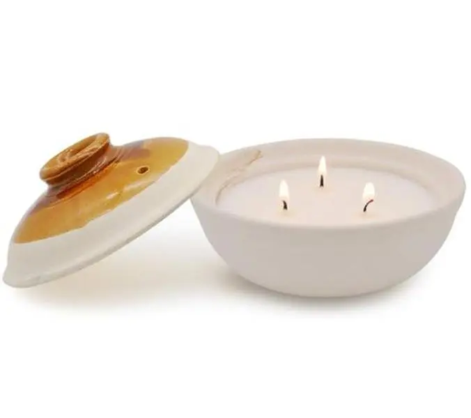 Citronella Candles in Coarse Pottery Container, Natural Soy Wax Candle Outdoor and Indoor